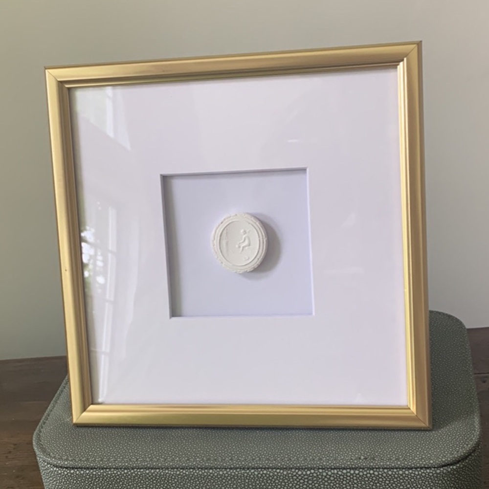 8x8 Intaglio In Gold Frame (Greek ceramic Angel And Grape)
